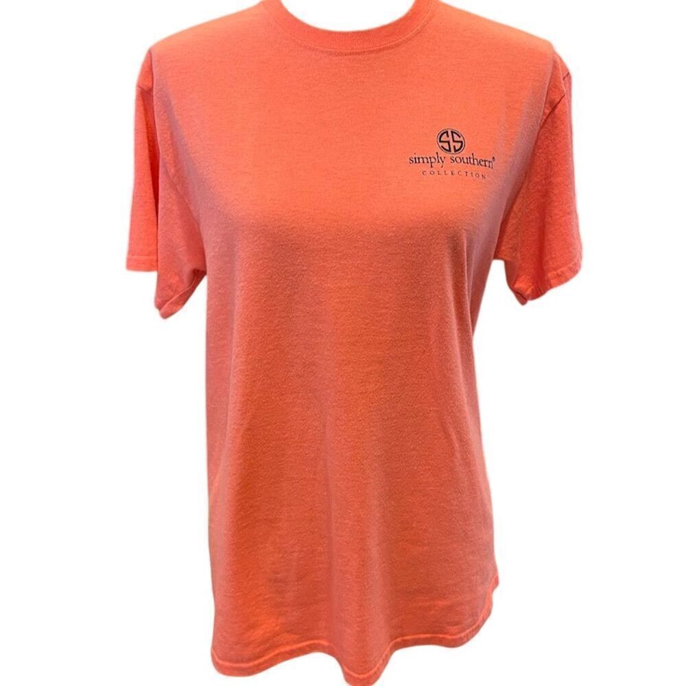 *3/$15 Simply Southern Women's M Orange Nautical Graphic T-Shirt Casual